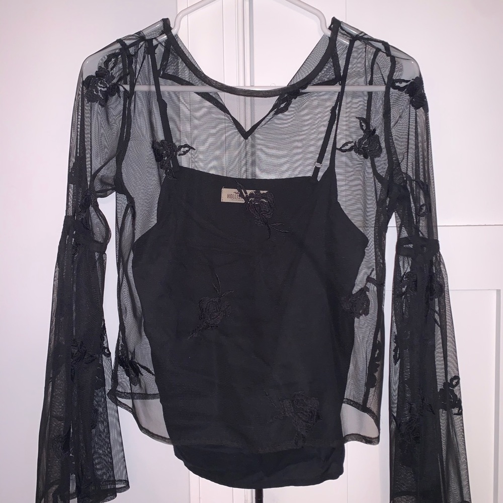 Hollister black lace long top with Cami